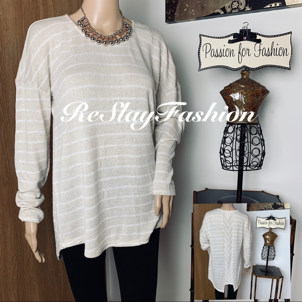 💜 Sunday Brand Women’s Beige/White Stripe Top (m)